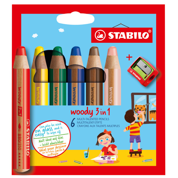 STABILO Multitalentstift woody 3 in 1, 6er Kartonetui