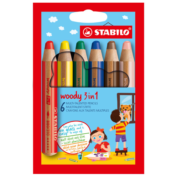 STABILO Multitalentstift woody 3 in 1, 6er Kartonetui