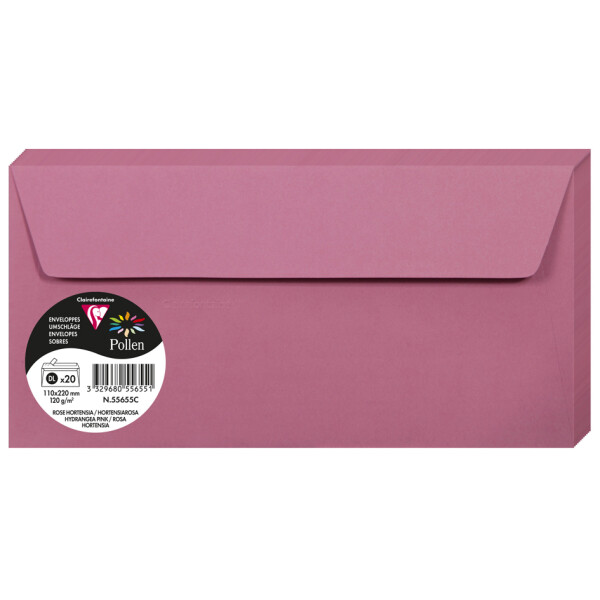 Pollen by Clairefontaine Briefumschlag DL, hortensie pink