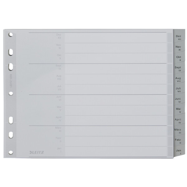 LEITZ Kunststoff-Register, Monate, A4 Überbreite, Dez.-Jan.