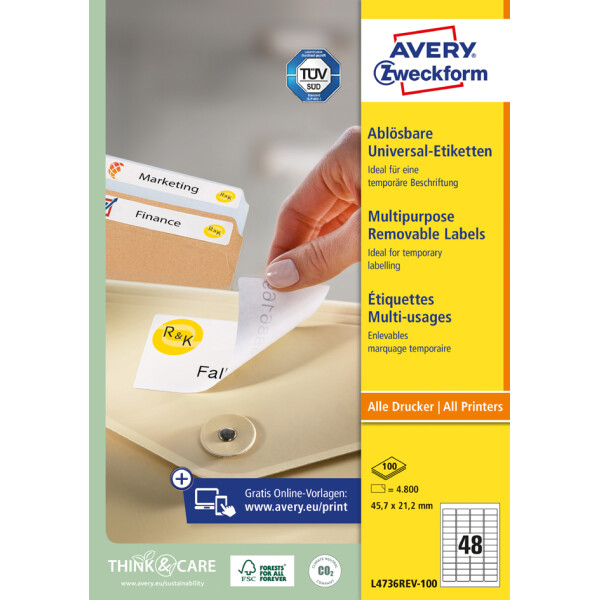 AVERY Zweckform Universal-Etiketten, 35,6 x 16,9 mm, weiß