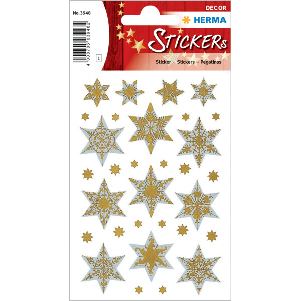HERMA Weihnachts-Sticker DECOR "Sterne", gold, Holographie