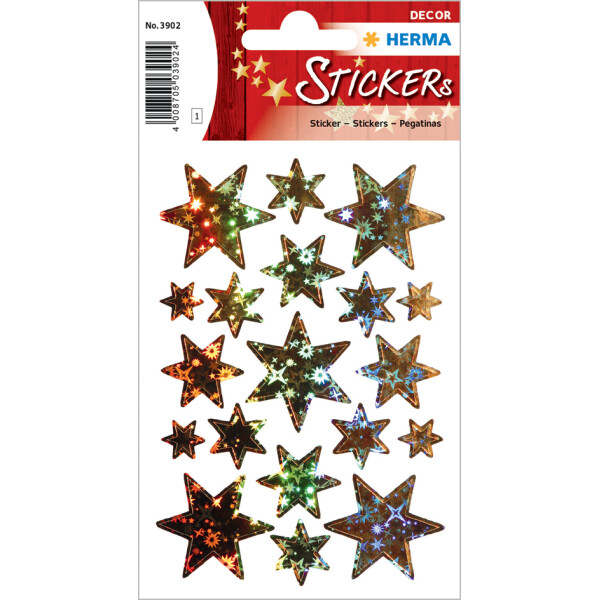 HERMA Weihnachts-Sticker DECOR "Sterne", gold, Holographie