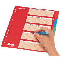 LEITZ Karton-Register, blanko, A4, 5-teilig, mehrfarbig