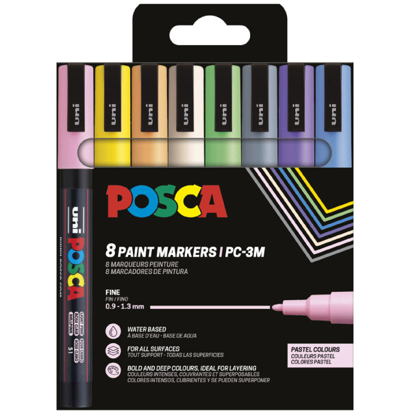 POSCA Pigmentmarker PC3M, 8er Etui, Standard