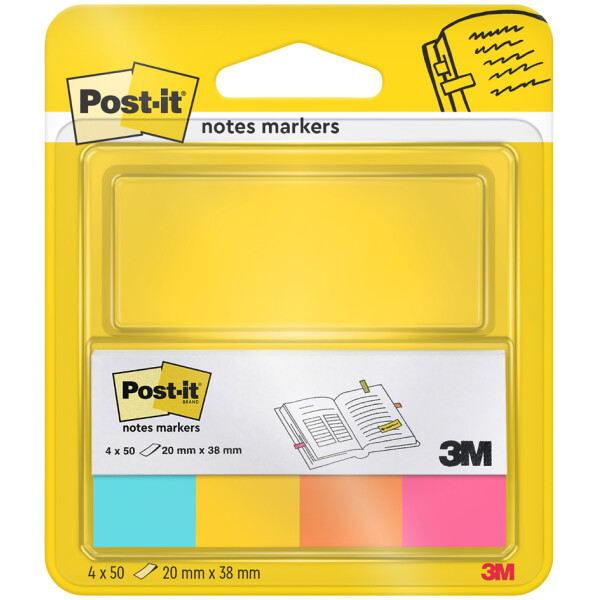 Post-it Haftstreifen Page Marker, Papier, kurz, Neonfarben