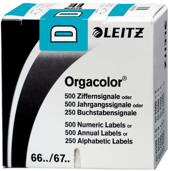 LEITZ Buchstabensignal Orgacolor "D", auf Rolle, blau