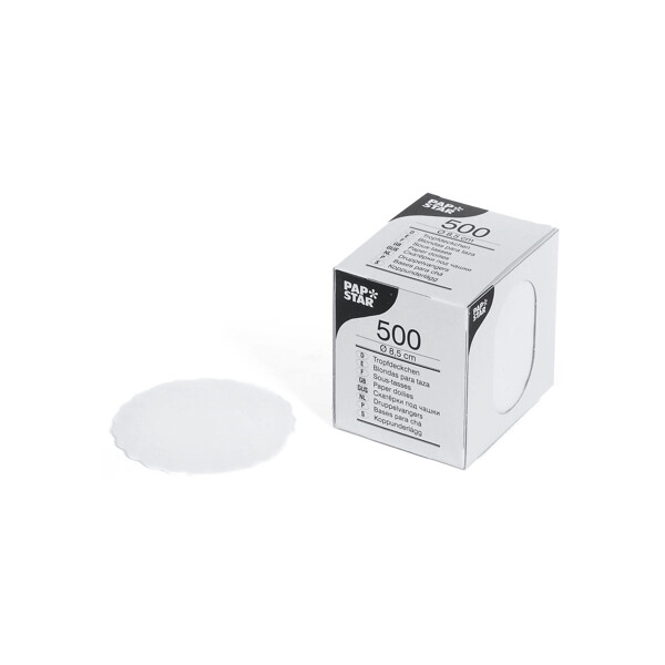 PAPSTAR Tassendeckchen rund, weiß, Durchmesser: 8,5 cm