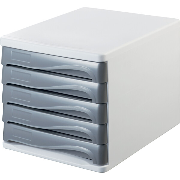 helit Schubladenbox "the wave", 5 Schübe, weiß glasklar