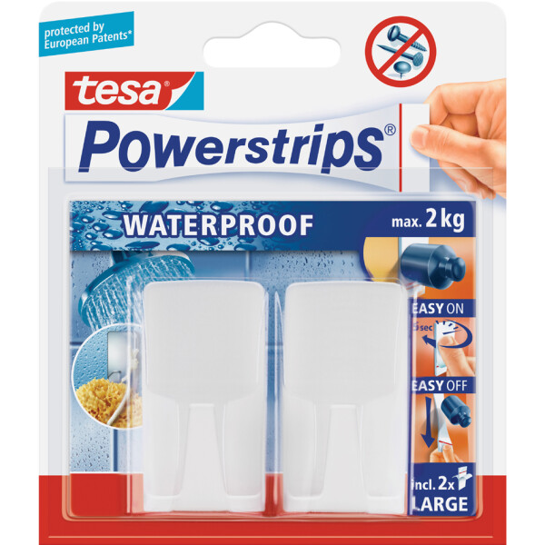 tesa Powerstrips Haken "WAVE" WATERPROOF, weiß