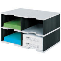 styro Grundeinheit styrodoc duo, 4 Fächer, schwarz grau