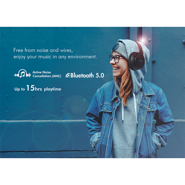 LogiLink BT 5.3 Active-Noise-Cancelling-Headset, schwarz