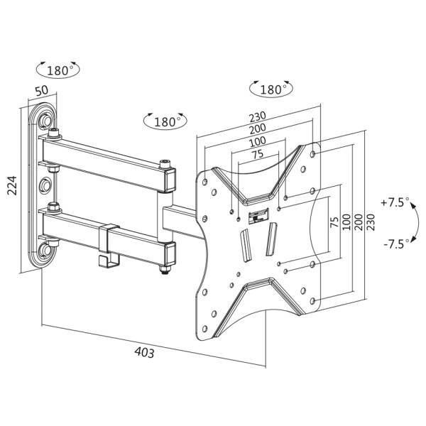 LogiLink TV-Wandhalterung Full Motion, für 58,42 - 106,68 cm
