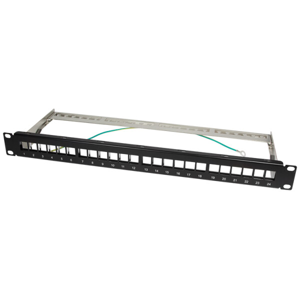 LogiLink 19" Keystone Patch Panel, geschirmt, schwarz