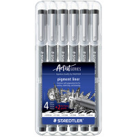 STAEDTLER Pigmentliner, schwarz, 4+2 GRATIS Etui