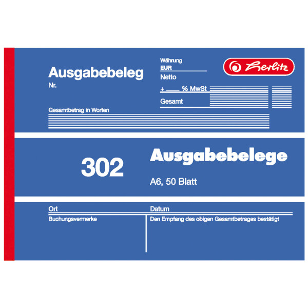 herlitz Formularbuch "Ausgabebeleg 302", DIN A6, 50 Blatt