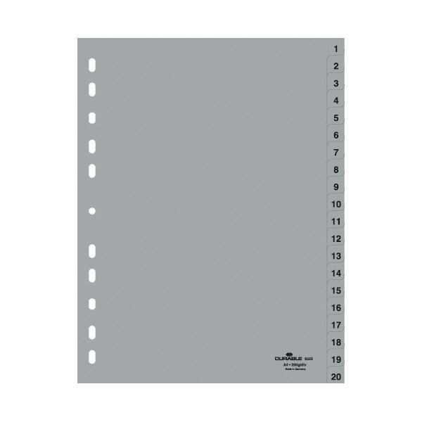 DURABLE Kunststoff-Register, Zahlen, A4, 31-teilig, 1 - 31
