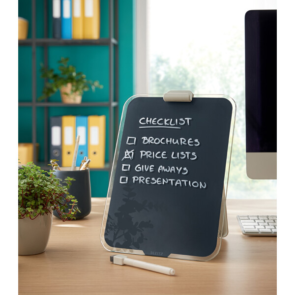 LEITZ Glas-Notizboard Cosy für den Schreibtisch, blau