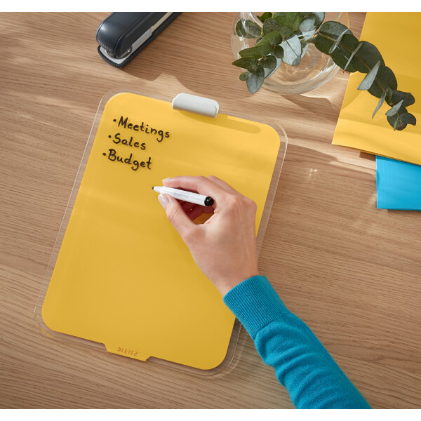 LEITZ Glas-Notizboard Cosy für den Schreibtisch, blau