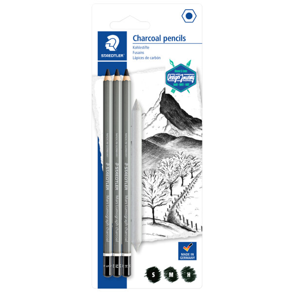 STAEDTLER Kohlestift Mars Lumograph charcoal, 4er Blister