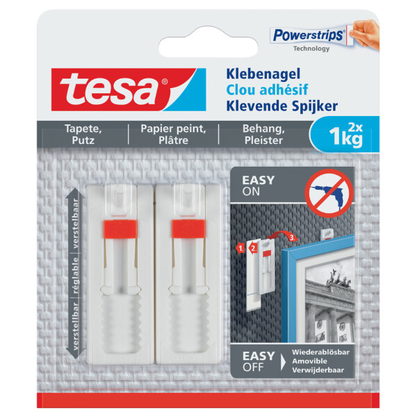 tesa Powerstrips Klebenagel f&uuml;r Tapete und Putz, 1,0 kg