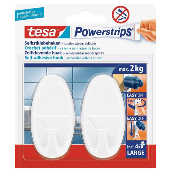 tesa Powerstrips Haken LARGE Oval, wei&szlig;