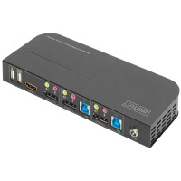 DIGITUS KVM Switch, 2-Port, 2 x DP in, 1 x DP HDMI out