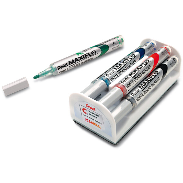 Pentel Whiteboard-Marker Set MAXIFLO MWL5S, mit Schwamm