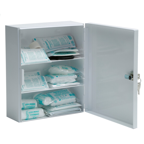 LEINA Verbandschrank B, Inhalt DIN 13169, weiß