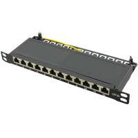 LogiLink 10" Patch Panel Kat.6A, 12 Ports, schwarz,...