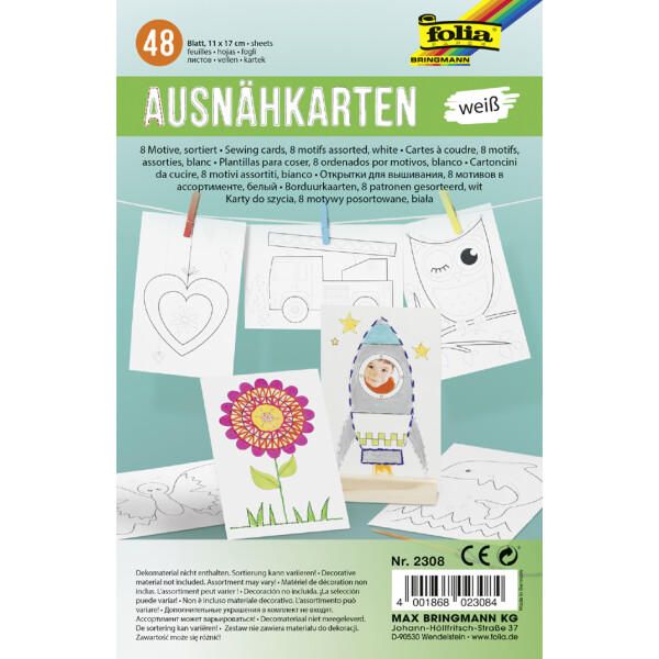 folia Ausnähkarten, 110 x 170 mm, farbig sortiert
