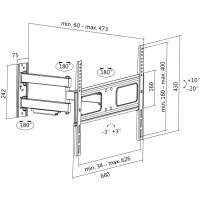LogiLink TV-Wandhalterung Full Motion, für 96,98 - 177,8 cm