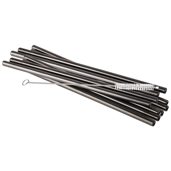 APS Trinkhalm, aus Edelstahl, Länge: 215 mm, schwarz