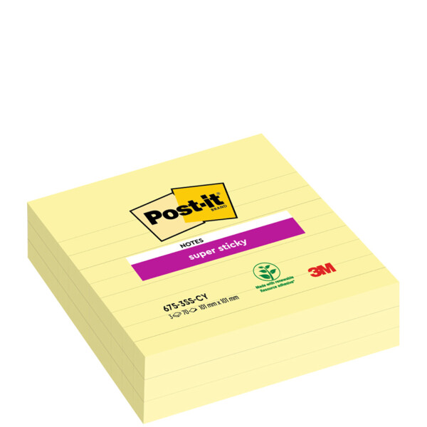 Post-it Haftnotizen super sticky notes, 101 x 152 mm, gelb