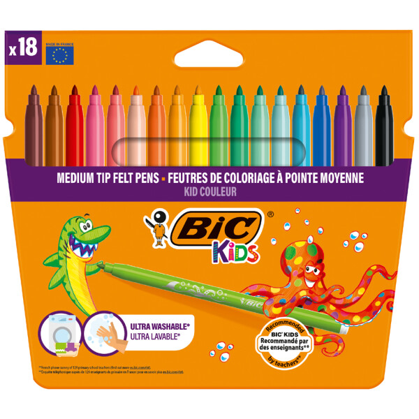 BIC KIDS Fasermaler Kid Couleur medium, 18er Kartonetui