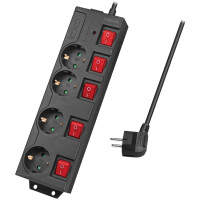 LogiLink Steckdosenleiste, 4-fach mit 5 Schaltern,...