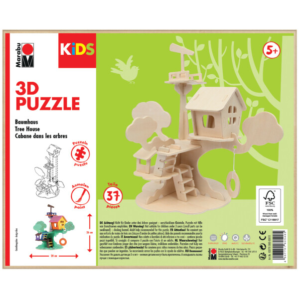 Marabu KiDS 3D Puzzle "Baumhaus", 37 Teile