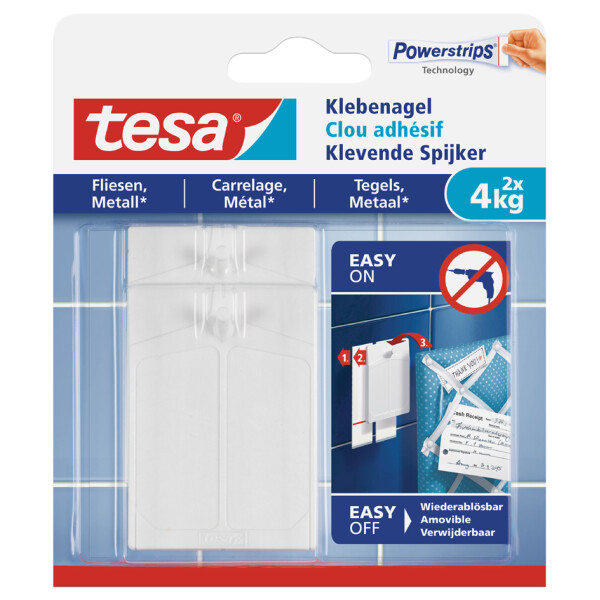tesa Powerstrips Klebenagel für Fliesen und Metall, 4,0 kg