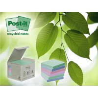 Post-it Haftnotizen Recycling notes, 127 x 76 mm, mehrfarbig