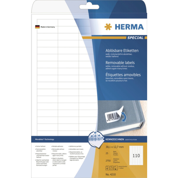 HERMA Universal-Etiketten SPECIAL, 52,5 x 21,2 mm, weiß