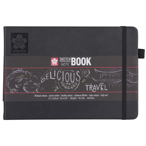 SAKURA Skizzenbuch Notizbuch, 210 x 297 mm, schwarz