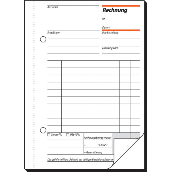 sigel Formularbuch "Rechnung", A4, 2 x 40 Blatt, SD