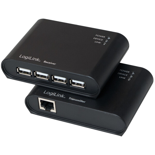 LogiLink USB 2.0 Extender Set, mit 4-Port USB Hub