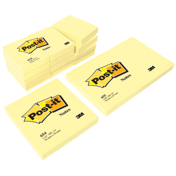 Post-it Haftnotizen notes, 102 x 152 mm, foliert, gelb