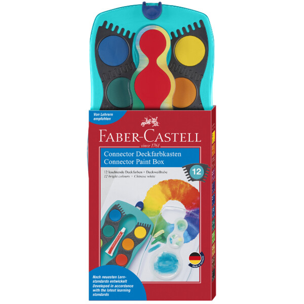 FABER-CASTELL Deckfarbkasten CONNECTOR, 12 Farben, rot