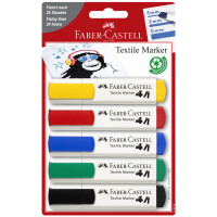 FABER-CASTELL Textilmarker, Standardfarben, 5er Blister