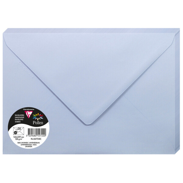 Pollen by Clairefontaine Briefumschlag C5, lavendelblau