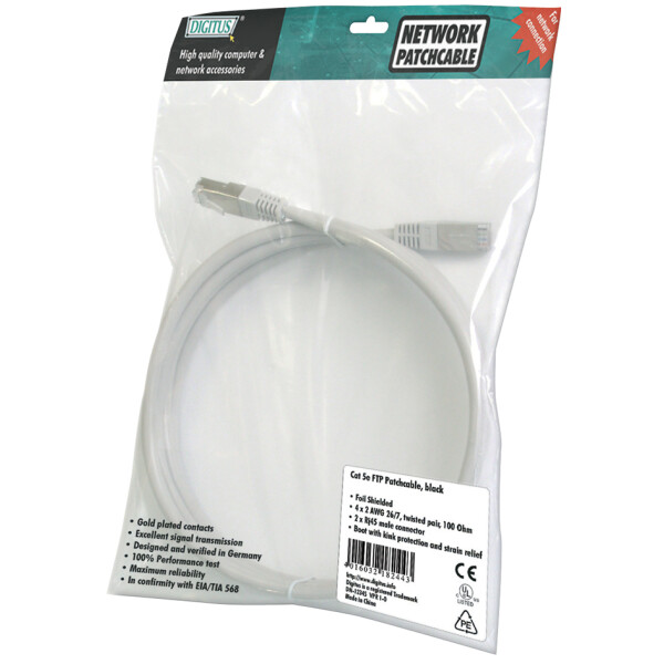 DIGITUS Patchkabel Premium, Kat. 5e, SF UTP, 5,0 m, grau