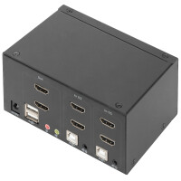 DIGITUS KVM Switch, 2-Port, Dual-Display, 4K, HDMI