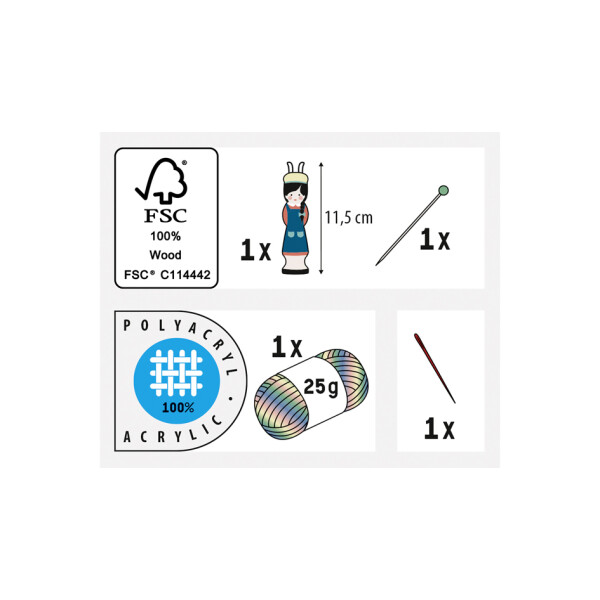 folia Strickliesel, inkl. Wolle und Sticknadel
